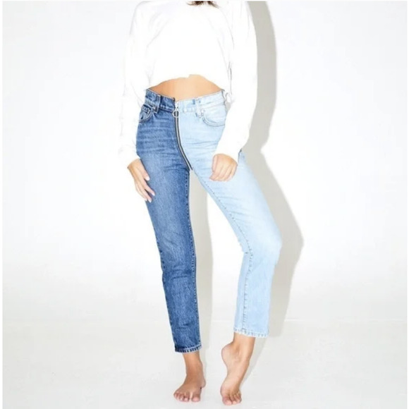 REVICE Yin Yang Crop Jeans High Rise Zip-Around in Tokyo Wash Blue - Picture 2 of 16